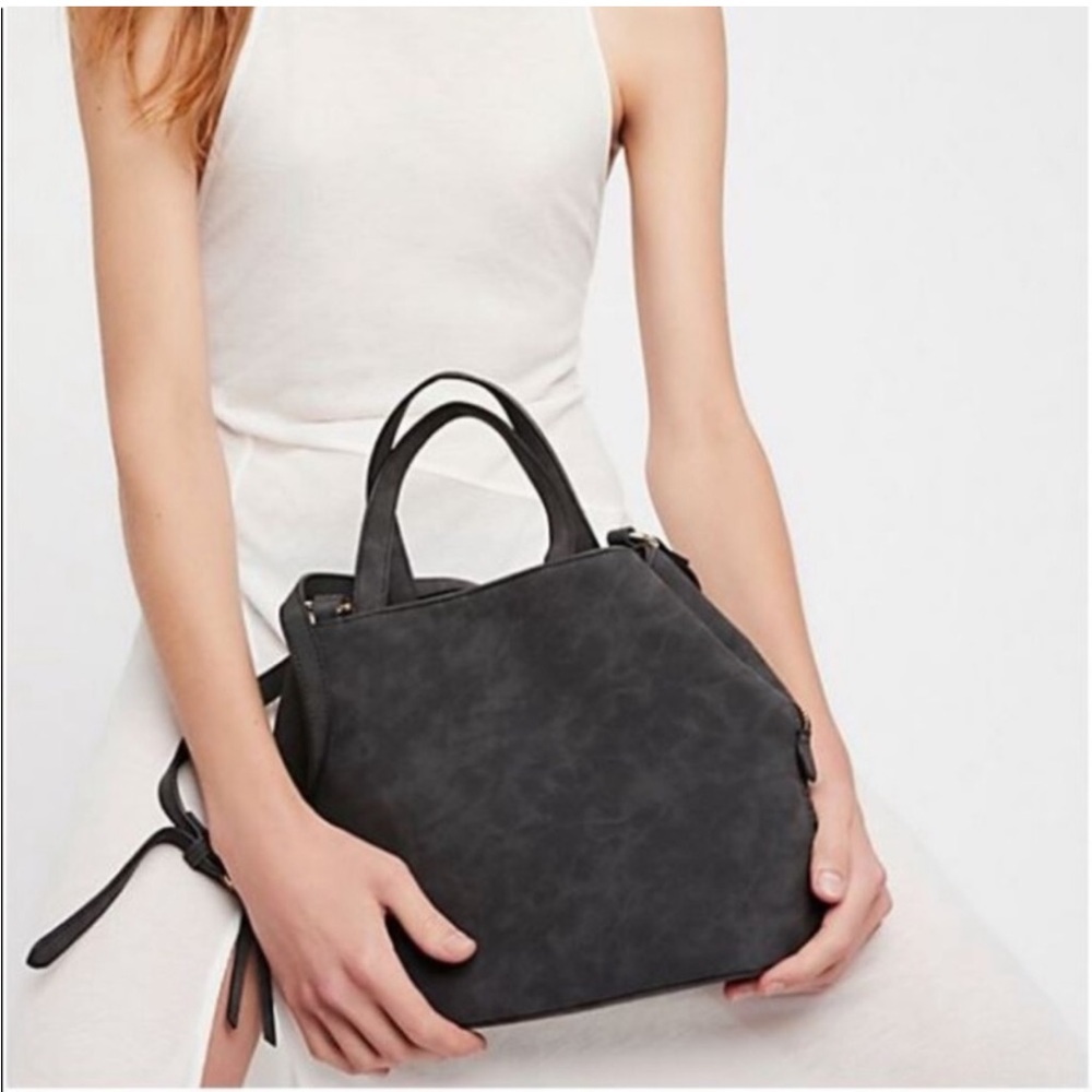 Free People Black Hexagon Satchel Tote